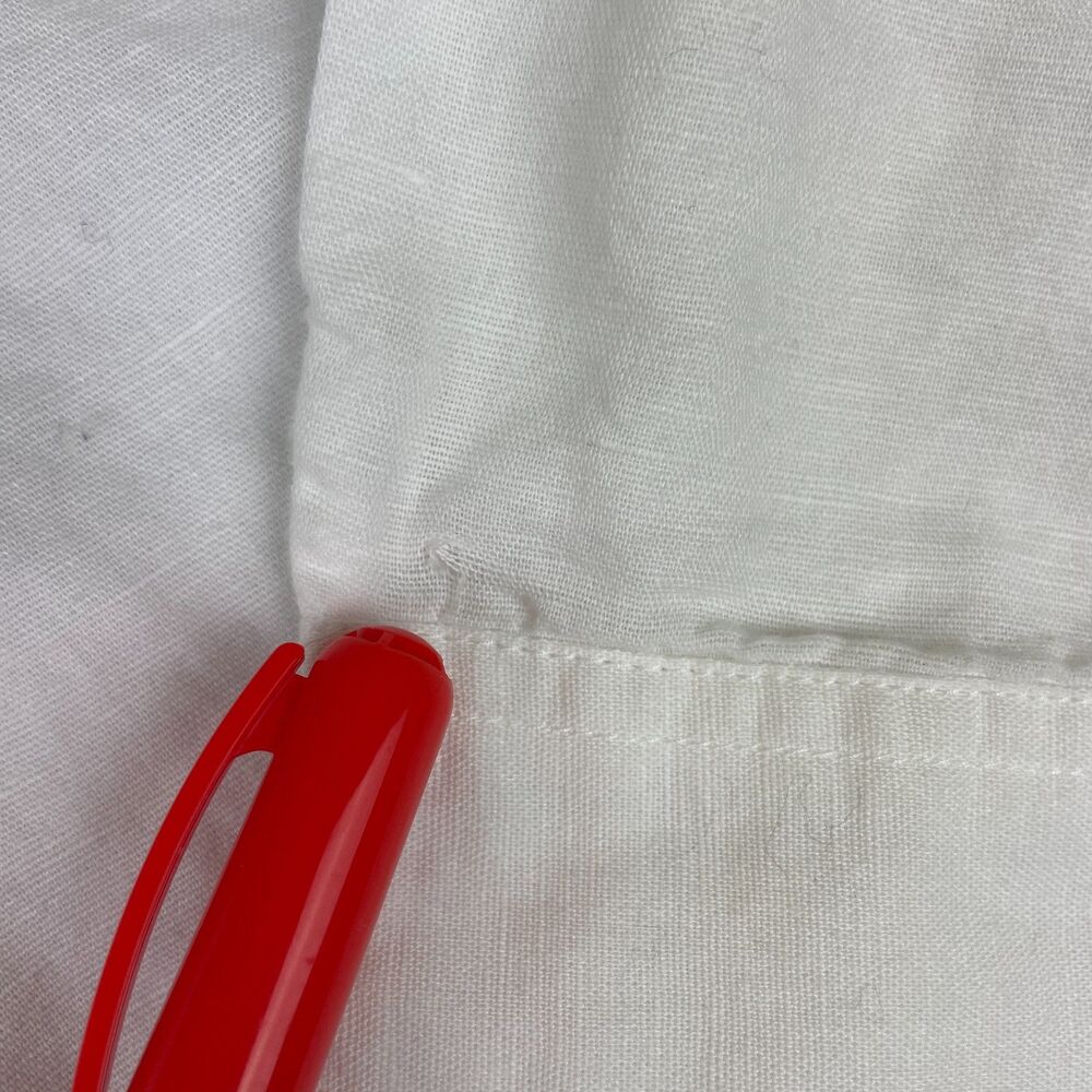 ~ Vineyard Vines XS Blouse Linen Cotton Beaded White Ivory Split Sleeve Hem Flaw - Picture 9 of 16